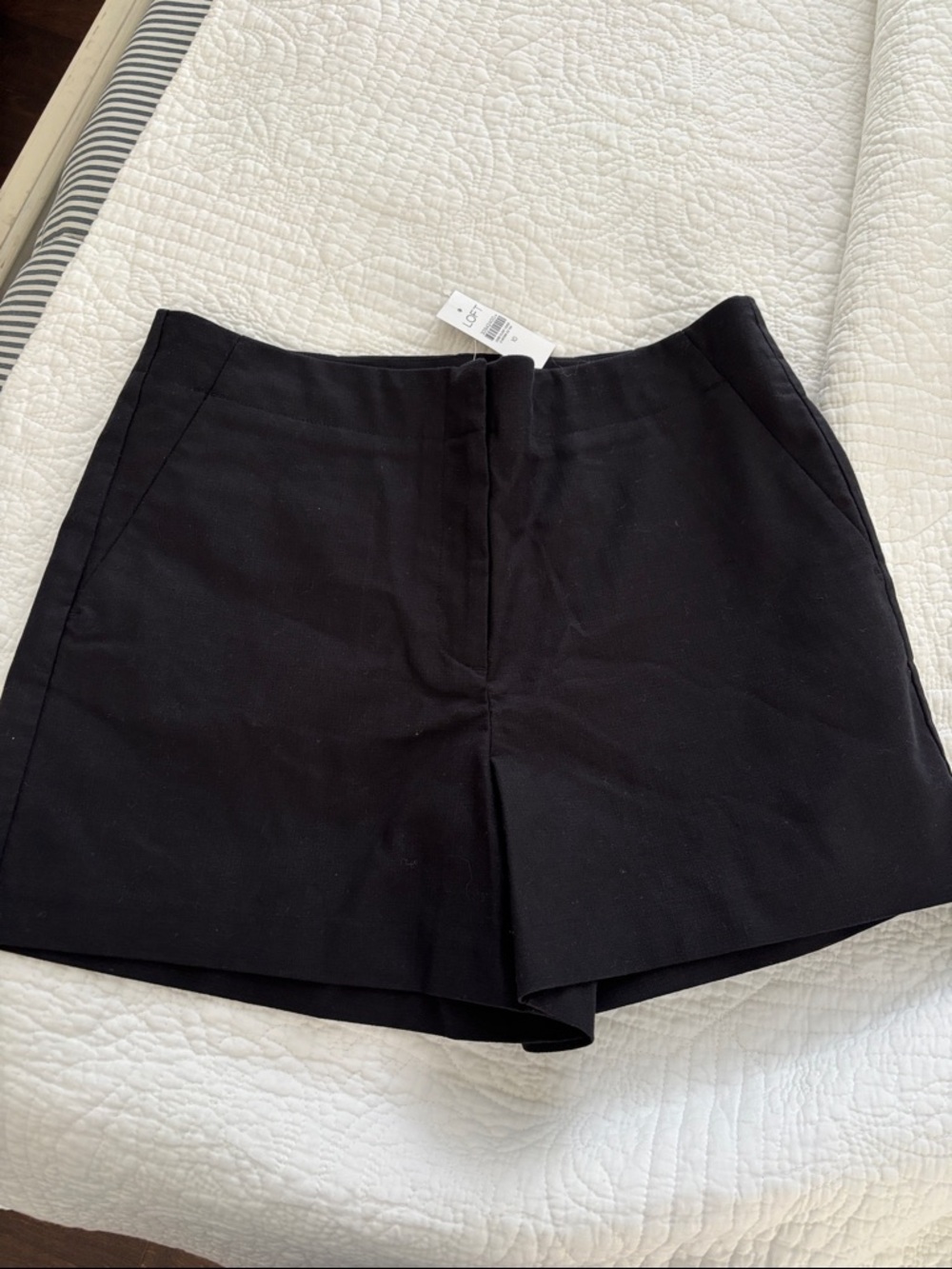 LOFT Black High-Waist Tailored Shorts